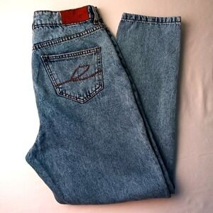 Genie Womens High Rise Acid Wash Mom Jeans Size 28/6 Light Blue Retro 90s Cotton
